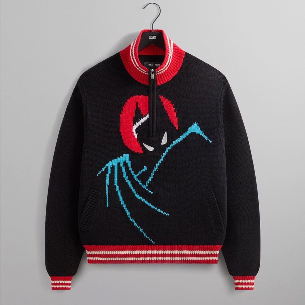 Kith Black Zip-Up Sweater with Red and Blue Graphic